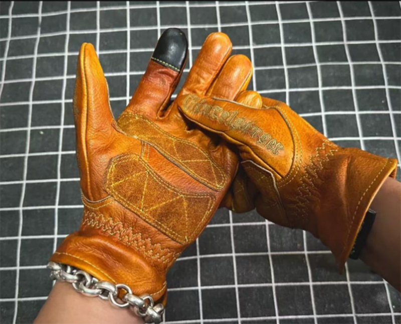 Motorcycle Gear Full Set - اليدوية جلد طبيعي الرجعية دراجة نارية