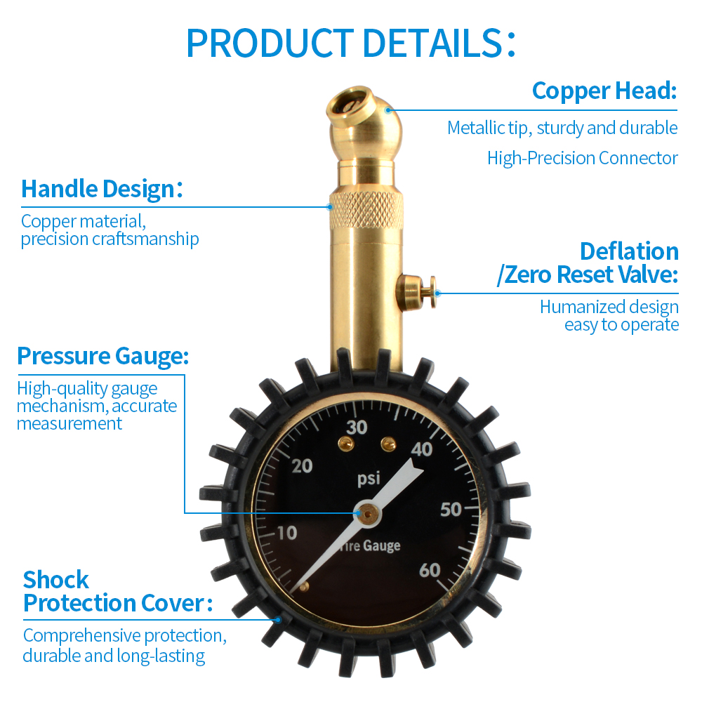 مقياس ضغط إطارات عالي الدقة 0- - مراجعة Tyre Pressure Gauge وسعره