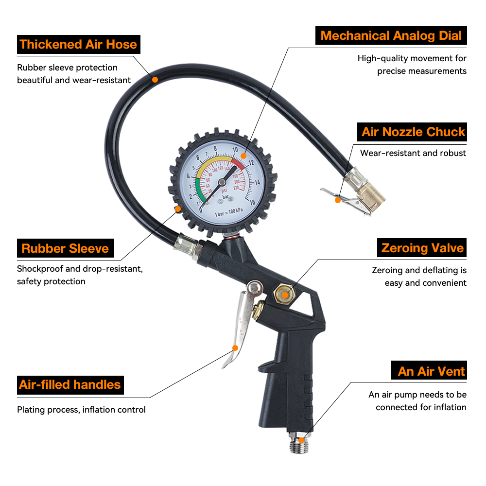 مسدس ضغط الإطارات، مقياس ضغط ه - مراجعة Tyre Pressure Gauge وسعره